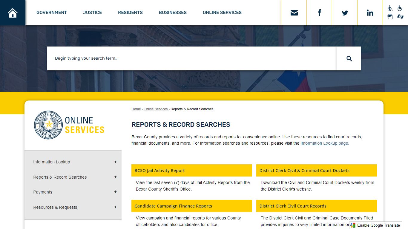 Reports & Record Searches | Bexar County, TX - Official Website